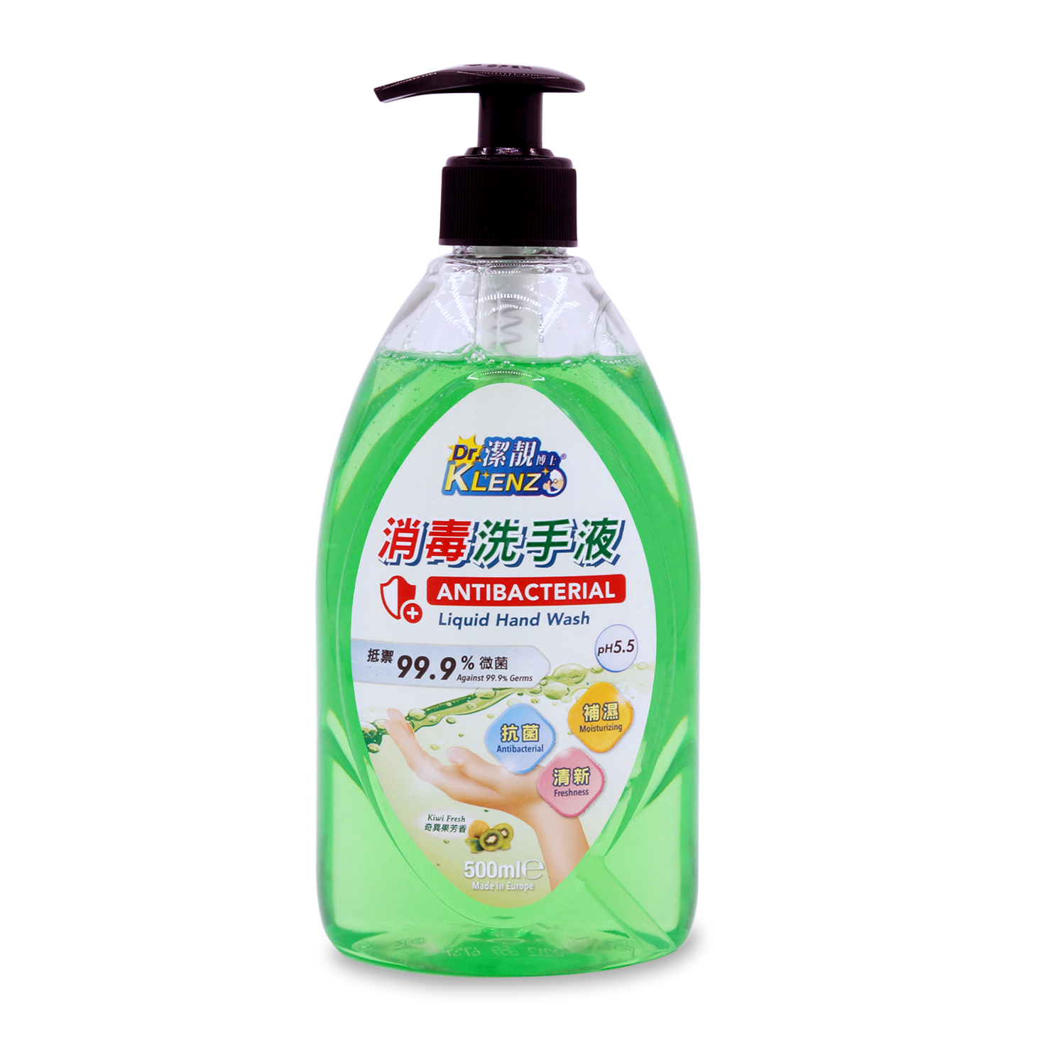 (打裝) 潔靚博士消毒洗手液 500ml (奇異果芳香)  x 12 支 Dr. Klenz Antibacterial Liquid Hand Wash 500ml (Kiwi) x 12 Pcs